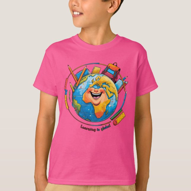 Camiseta Aprender é global - Educação mundial e conheciment (Frente)