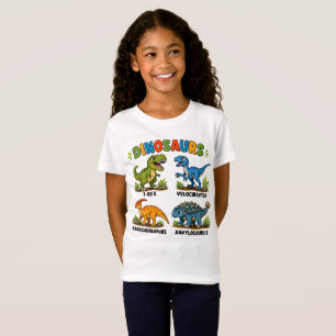 Camiseta Aprendizado de Espécies de Dinossauros para Crianç