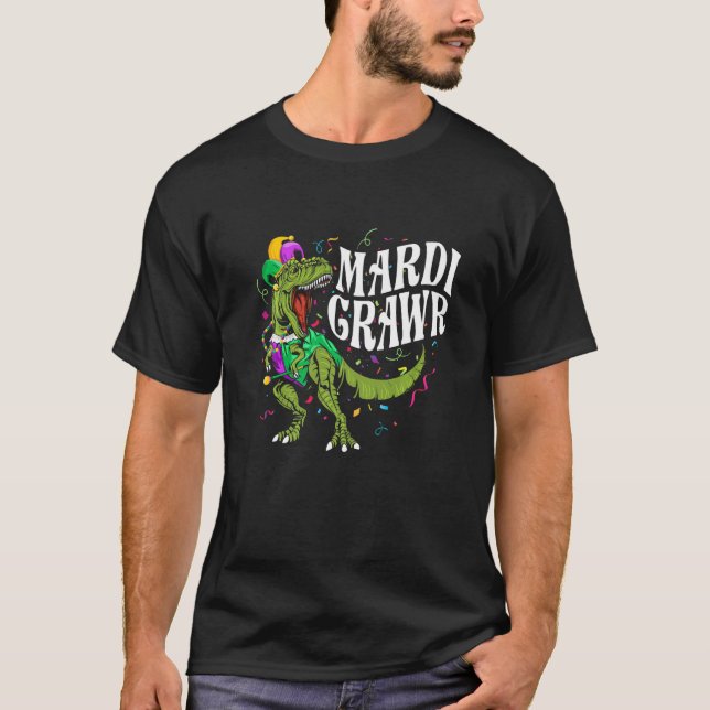 Camiseta Apresenta Um Dinossauro Vestindo Uma Figurinha (Frente)