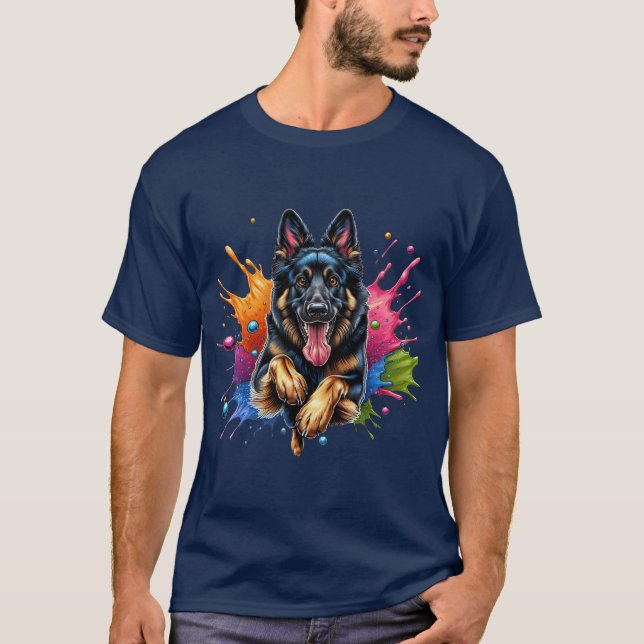 Camiseta Apresentação de german shepherd de cor (Frente)