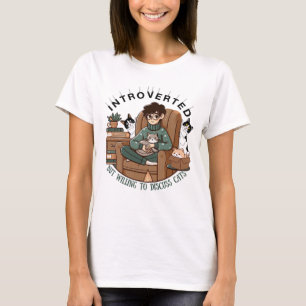 Camiseta "Apresentado mas disposto a discutir gatos" Engraç
