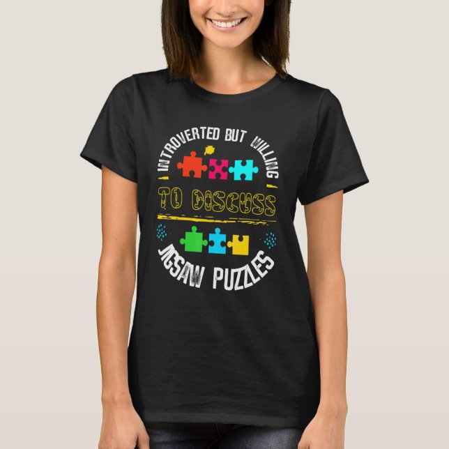 Camiseta Apresentador Disposto a Discutir Quebra-cabeça Jig (Frente)