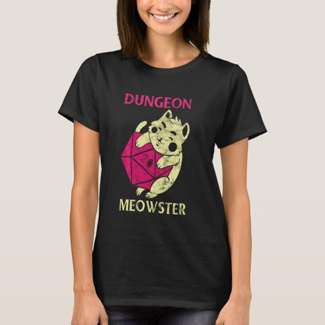 Camiseta Apresentador do Geek do Dungeon Meowster Gamer (Frente)