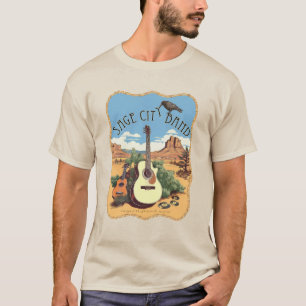 Camiseta Apresentando logotipo de banda de Sage City.