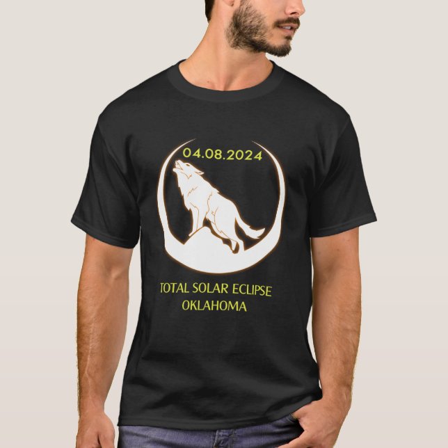Camiseta April 8 2024 Total Solar Eclipse Oklahoma Wolf Sun (Frente)