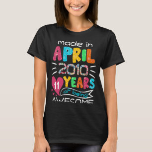 Camiseta April Girls 2010 11 Birthday, 11 anos, feito em