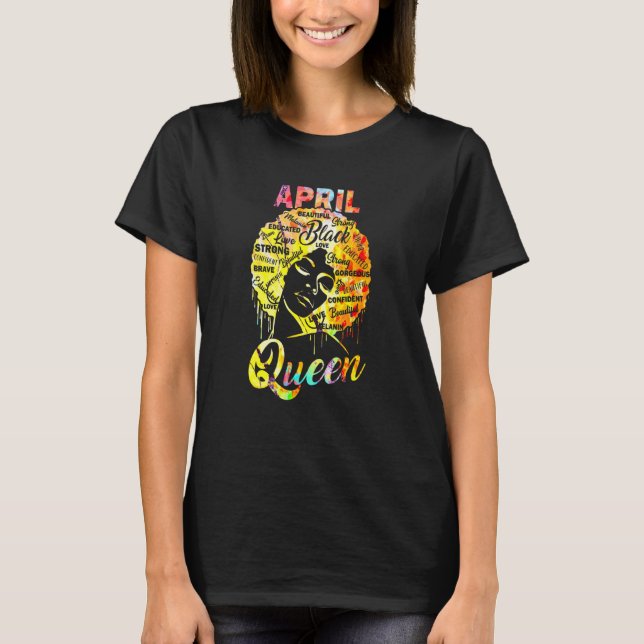 Camiseta April Queen Black Woman Afro Natural Hair African (Frente)