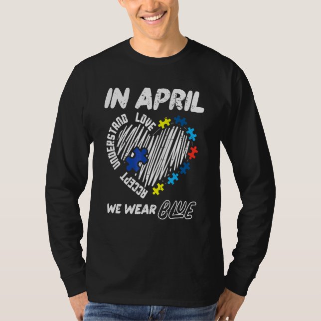 Camiseta April Vestimos o conceito azul Compreender o amor  (Frente)