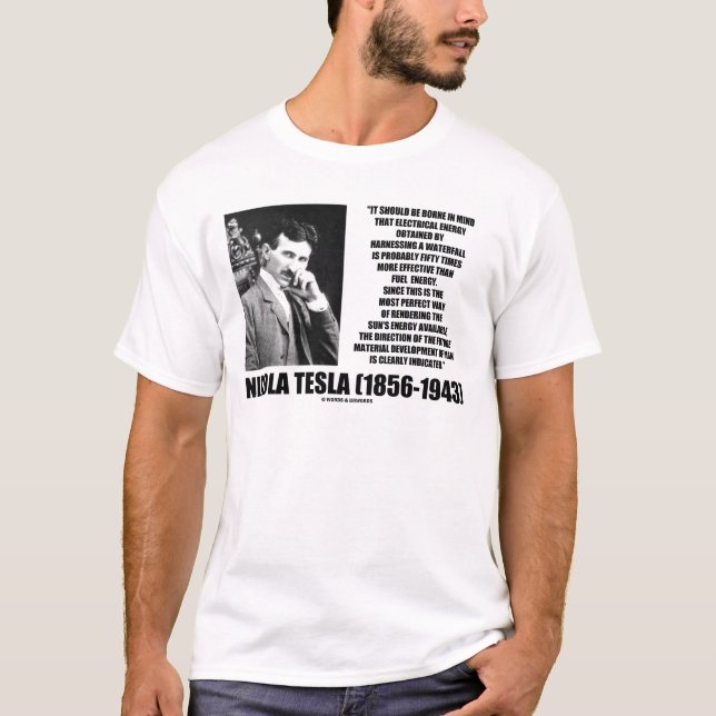 Camiseta Aproveitando uma citação de Energy Tesla do Sol em (Frente)