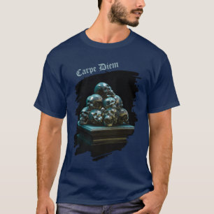 Camiseta Aproveite o Momento. Grupo de caveiras metálicas