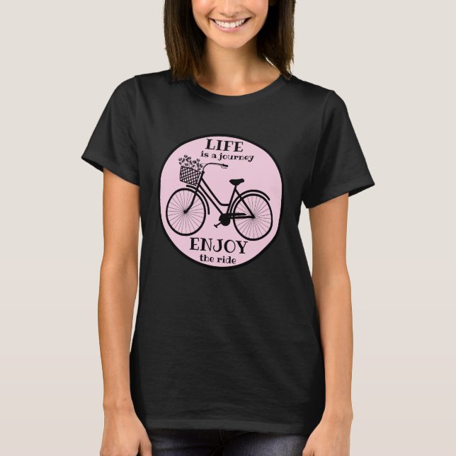 Camiseta Aproveite o passeio | Bicicleta Com Flores Motivac (Frente)