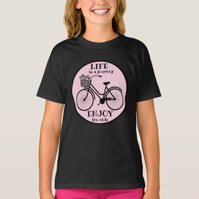 Camiseta Aproveite o passeio | Bicicleta Com Flores Motivac (Frente)