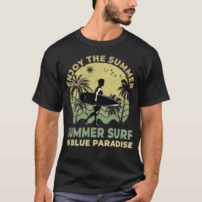 Camiseta Aproveite o verão da árvore de palma de praia Lega (Frente)