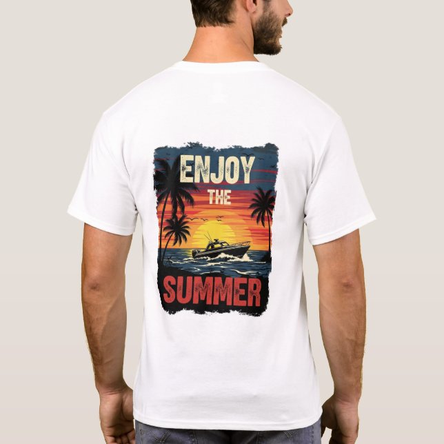Camiseta Aproveite o Verão - Retro Sunset Beach Vibes (Verso)