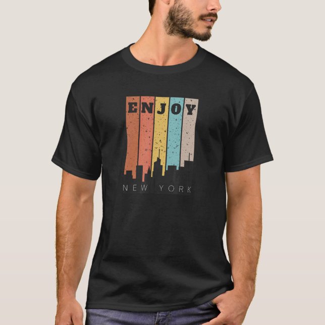 Camiseta Aproveite os prédios de Nova Iorque retrô de Nova  (Frente)