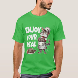 Camiseta Aproveite Sua Refeição Engraçada Cozinha De Gato