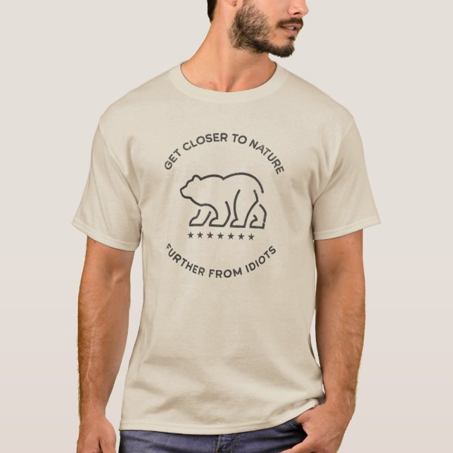Camiseta Aproxime-se da Natureza - Mais longe do urso dos I (Frente)