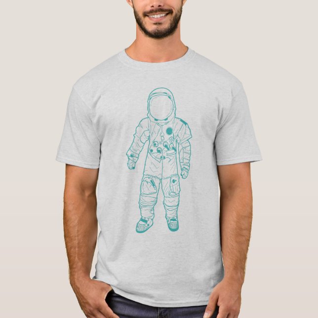 Camiseta Aqua adulto do astronauta (Frente)