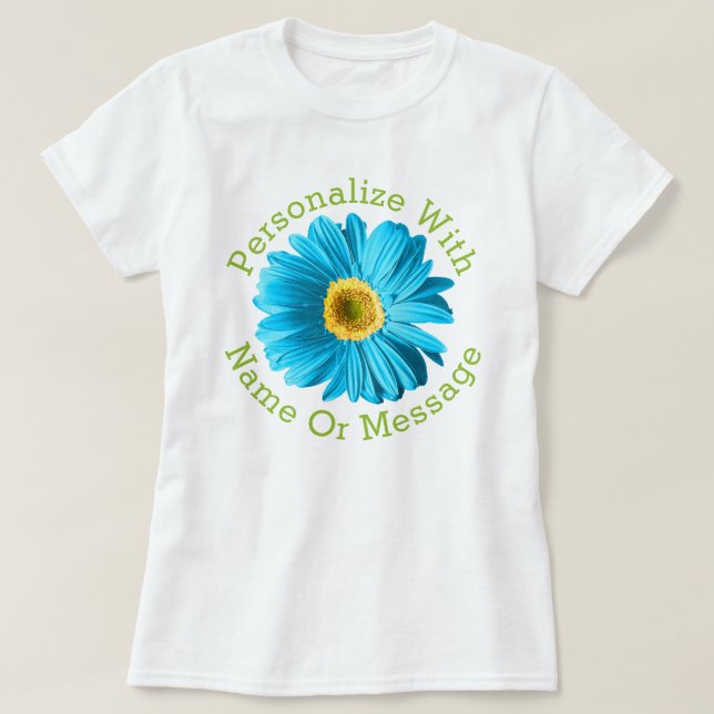 Camiseta Aqua Blue Daisy Flower (Frente do Design)
