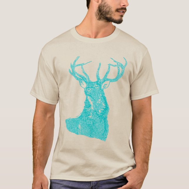 Camiseta Aqua Blue Turquoise Rustic Deer Buck Willife (Frente)