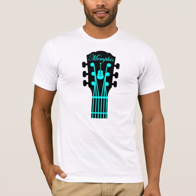 Camiseta Aqua da guitarra de Memphis (Frente)