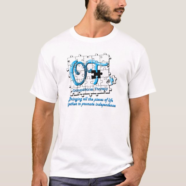 Camiseta aqua do quebra-cabeça do ot (Frente)