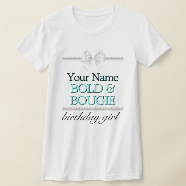 Camiseta Aqua Pearls Tiffany Theme Elegante Birthday Girl (Postura )