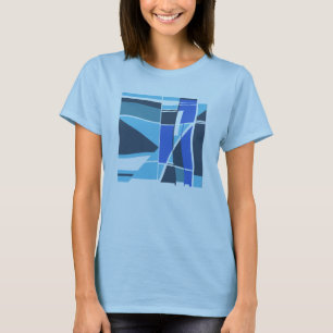 Camiseta Aqua Slate Teal Royal Blue Formas Geométricas Moti