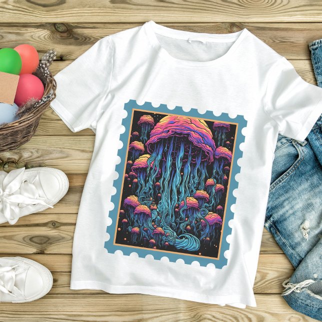 Camiseta Aqua Spectacle: Água-viva Colorida Gigante (Criador carregado)
