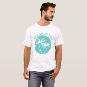 Camiseta Aqua Tropical Palm Logo Beach Vibes