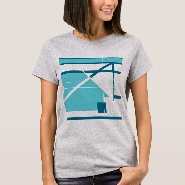 Camiseta Aqua Turquoise Blue Geométrico Abstrato MCM (Frente)