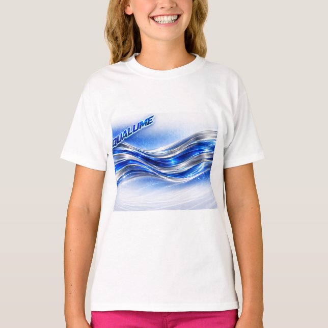 Camiseta Aqualume Flow Shirt – Blue Silver Wave Energy Desi (Frente)