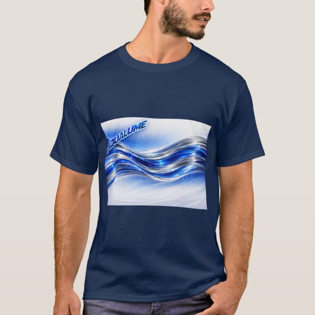 Camiseta Aqualume Flow Shirt – Blue Silver Wave Energy Desi (Frente)