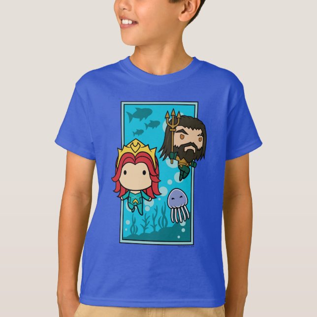 Camiseta Aquaman | Chibi Mera & Aquaman Subsea Graphic (Frente)