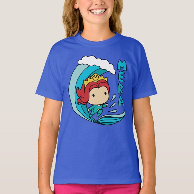 Camiseta Aquaman | Chibi Mera Riding Wave Graphic (Frente)