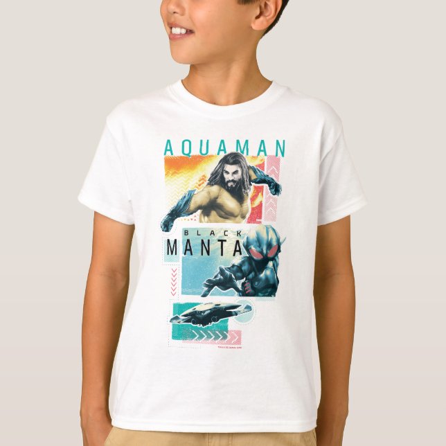 Camiseta Aquaman | Gráfico Modernista Aquaman & Black Manta (Frente)