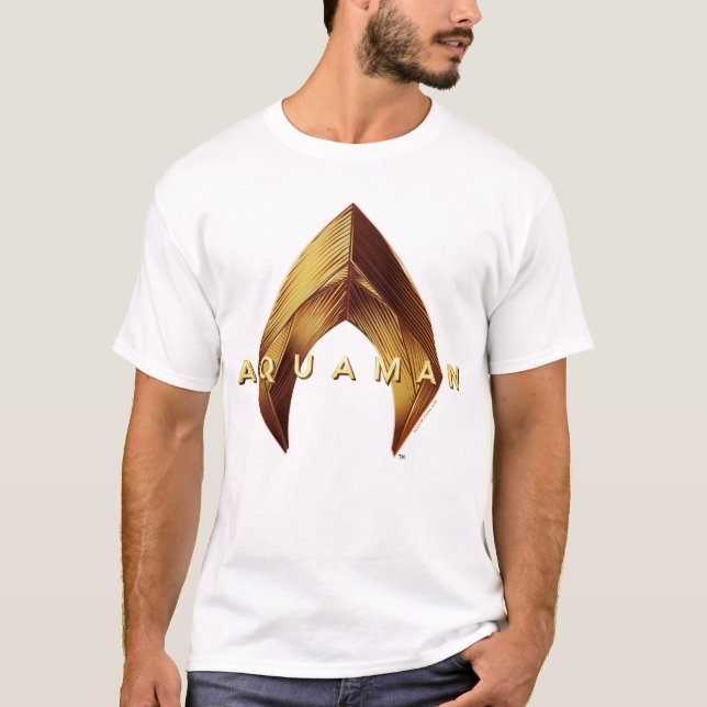 Camiseta Aquaman | Logotipo Aquaman do Ouro (Frente)