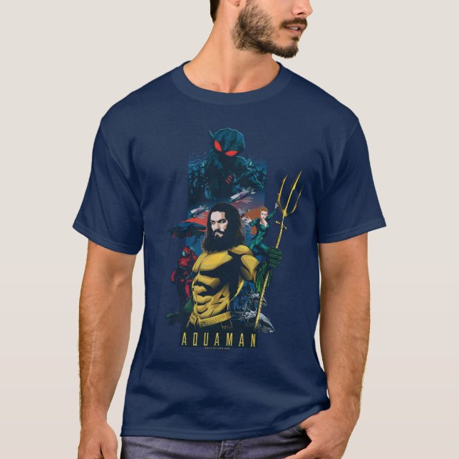 Camiseta Aquaman | Orin, Mera, and Black Manta Graphic (Frente)