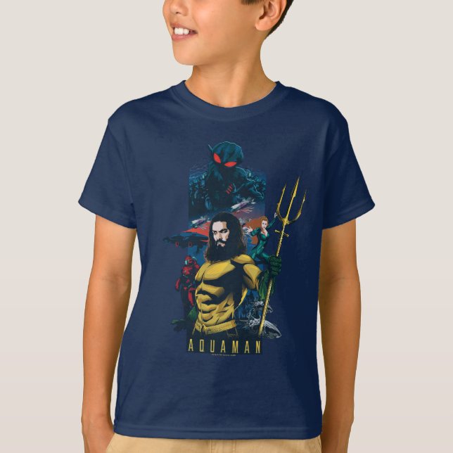 Camiseta Aquaman | Orin, Mera, and Black Manta Graphic (Frente)