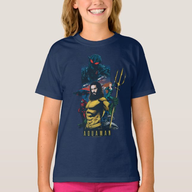 Camiseta Aquaman | Orin, Mera, and Black Manta Graphic (Frente)