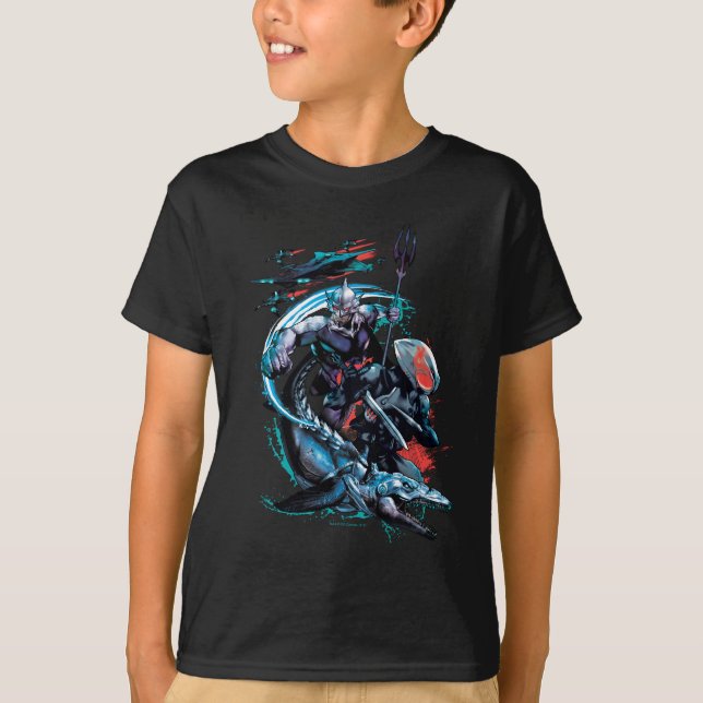 Camiseta Aquaman | Orm, Manta Negra, Tylosaur & Navios (Frente)
