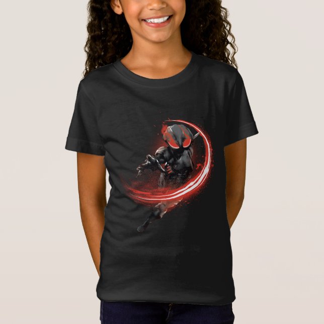 Camiseta Aquaman | Preto Manta Vermelho Swipe Gráfico (Frente)