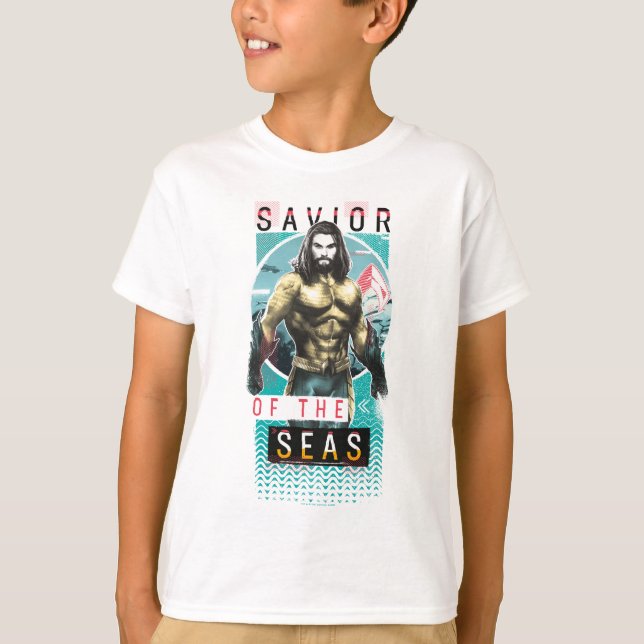 Camiseta Aquaman | "Salvador Dos Mares" — Gráfico Modernist (Frente)