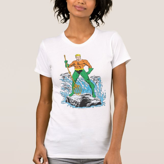 Camiseta Aquaman Stands com Pitchfork (Frente)