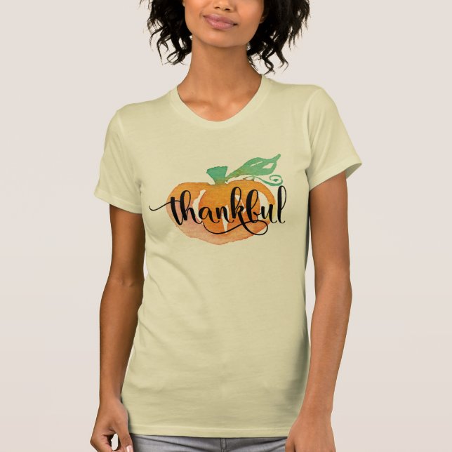Camiseta Aquarela Abóbora Outono Outono Qualquer Texto (Frente)
