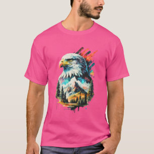 Camiseta Aquarela Águia e Paisagem Montanha
