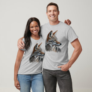 Camiseta Aquarela Arte de Animais Selvagens Coyotes Naturez