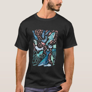 Camiseta Aquarela Baleias Árticas Peixe Beluga Narval Lula