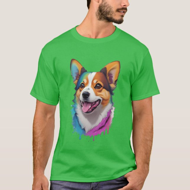 Camiseta Aquarela Cachorro vintagem engraçada (Frente)