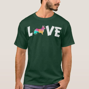 Camiseta Aquarela Cardigan Colorida Welsh Corgi Dog Love